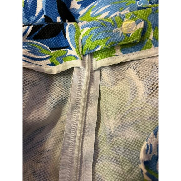 Grace Elements Skirt 2P Petite Blue Green Floral Cotton Blend Bow Pockets Used - Picture 11 of 13